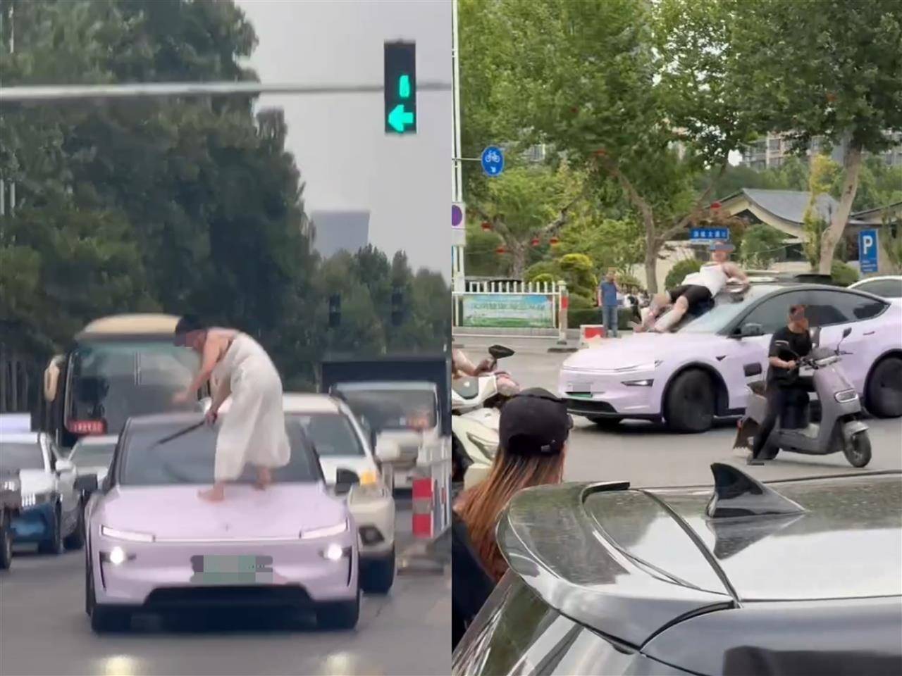 女子持械当街打砸多辆轿车<strong></p>
<p>菠萝理财</strong>，被顶在挡风玻璃上前行，当地：女子当场被控制，警方介入调查