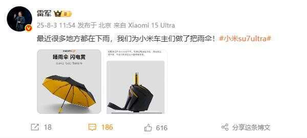 雷军发文：最近雨太多<strong></p>
<p>100万怎么理财</strong>，我们为小米车主做了把伞，定价169元，今日开售