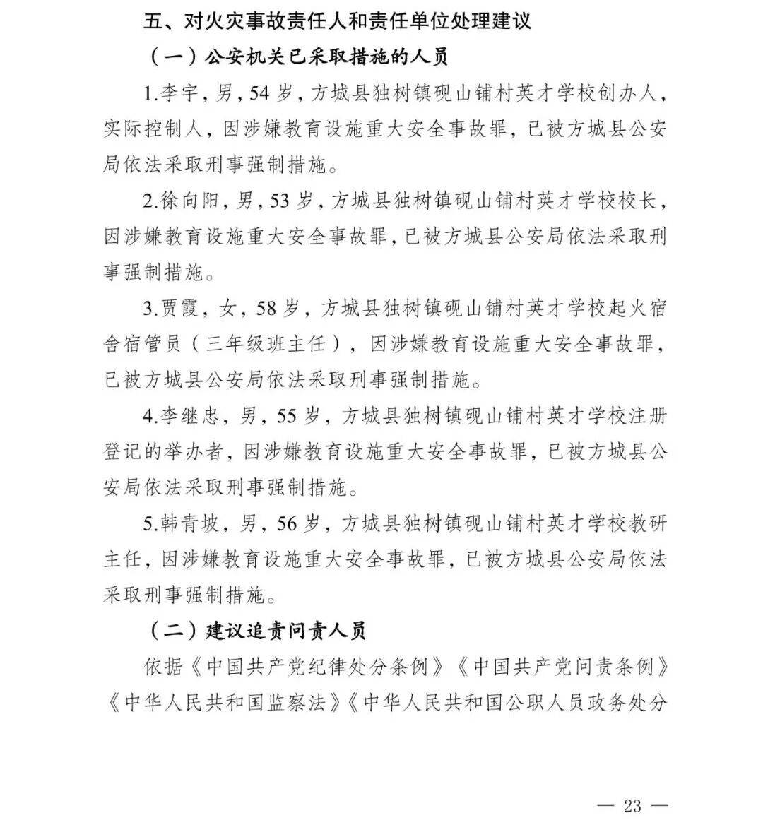 副市长、县委书记、县长、市教育局局长等25人被处理<strong></p>
<p>虚拟币global</strong>，方城县英才学校重大火灾事故问责名单公布